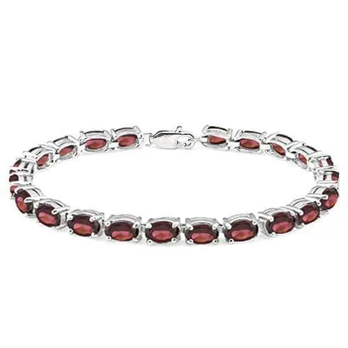 BRAND NEW !   20 CARAT (23 PCS) GARNET   925 STERLING SILVER BRACELET