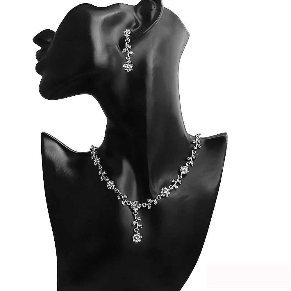 Bridal alloy sunflower necklace small fragrance two-piece jewelry non-fading rhinestone necklace earrings set