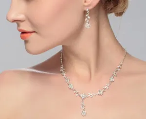 Bridal alloy sunflower necklace small fragrance two-piece jewelry non-fading rhinestone necklace earrings set