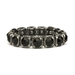 Bridesmaid or Prom Stretch Bracelet with Jet Black Crystals