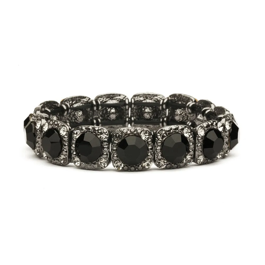 Bridesmaid or Prom Stretch Bracelet with Jet Black Crystals