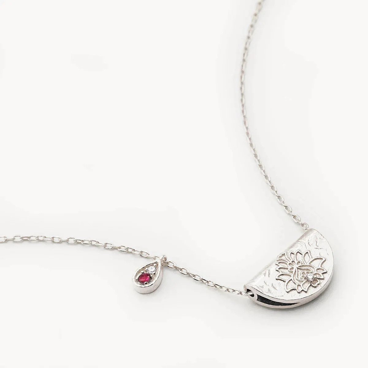 By Charlotte Lotus Birthstone Necklace July Ruby
