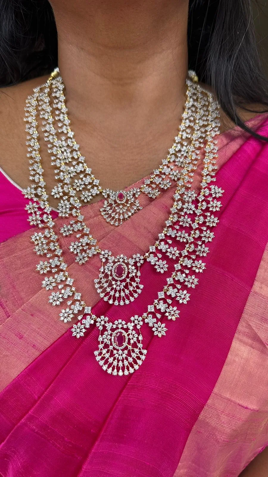 Charlz - AD Ruby Layered Semi Bridal Set