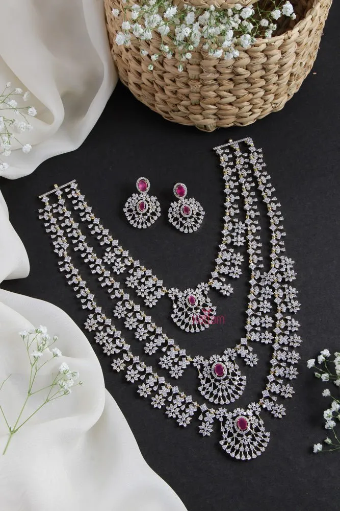 Charlz - AD Ruby Layered Semi Bridal Set