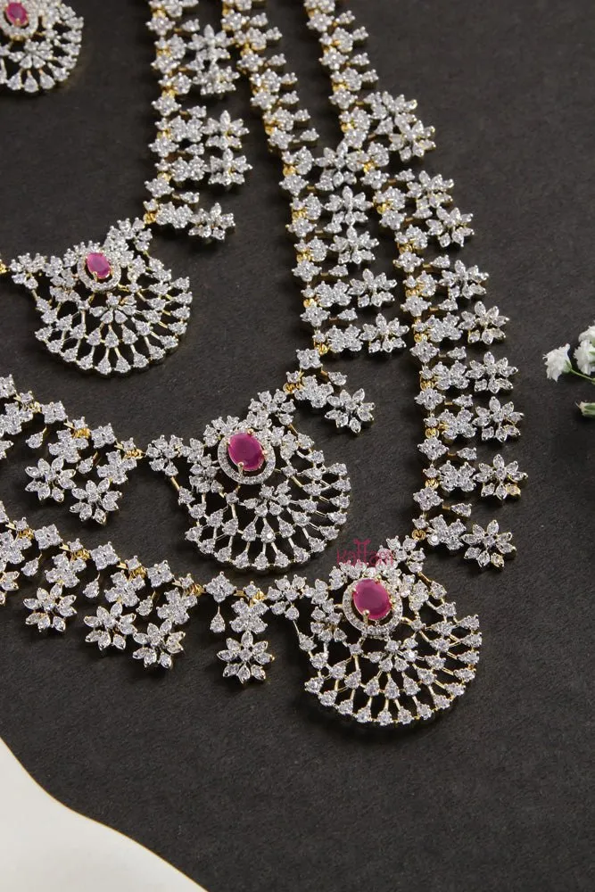 Charlz - AD Ruby Layered Semi Bridal Set