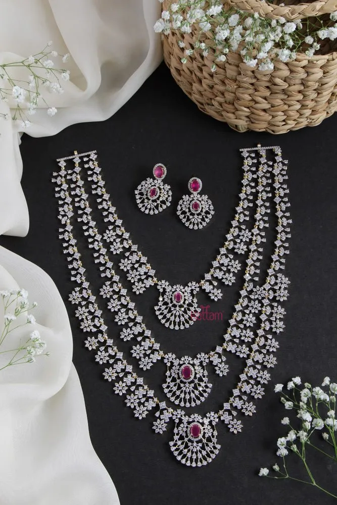 Charlz - AD Ruby Layered Semi Bridal Set