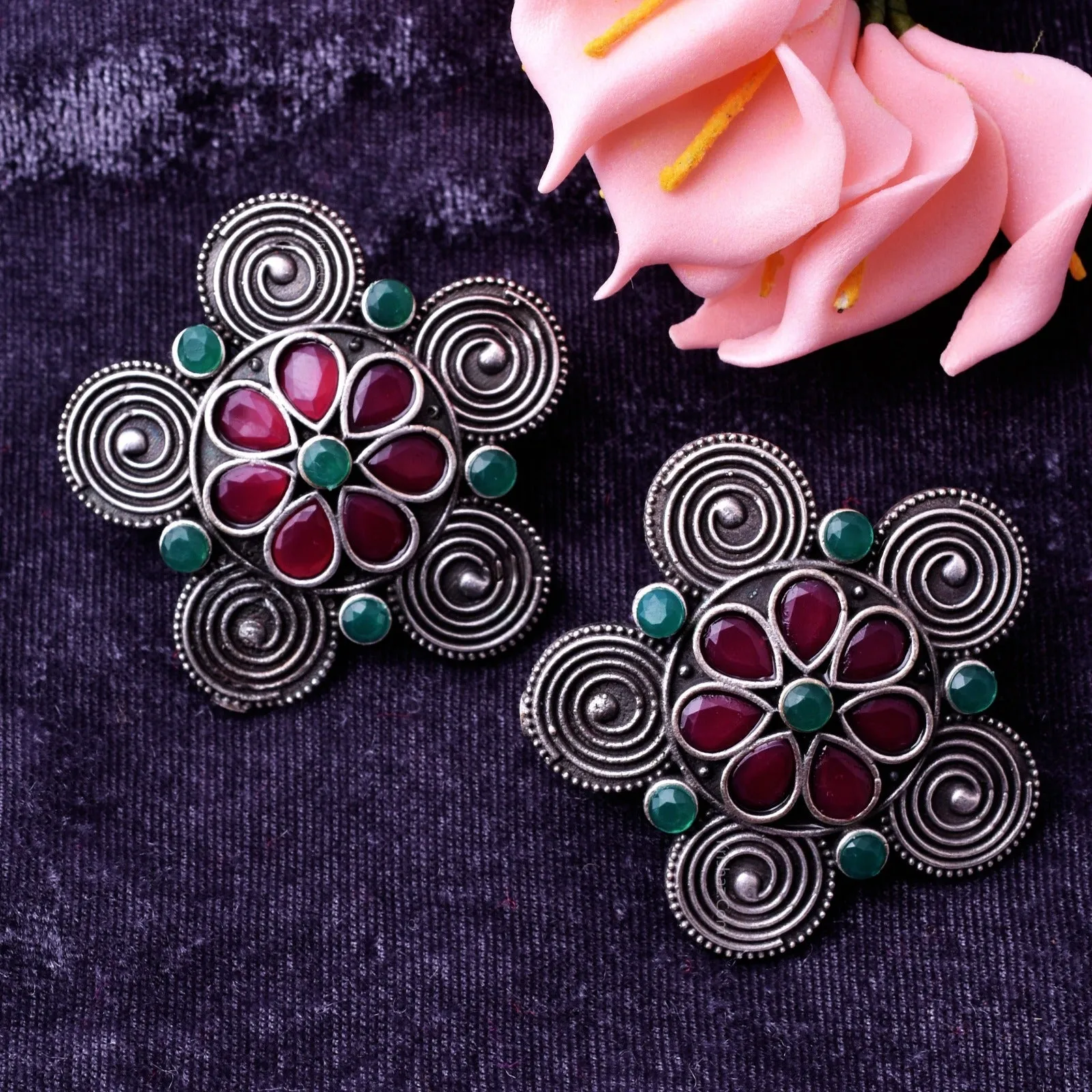 Charvi Spiral Floral Studs