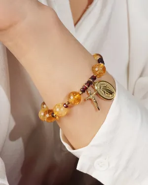Citrine 10mm and Rhodolite Garnet Faceted Rondelle 4mm