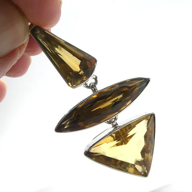 Citrine Pendant, AAA Grade Faceted Gemstones, 925 Sterling Silver, kt3