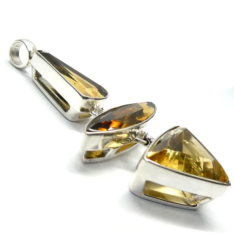 Citrine Pendant, AAA Grade Faceted Gemstones, 925 Sterling Silver, kt3