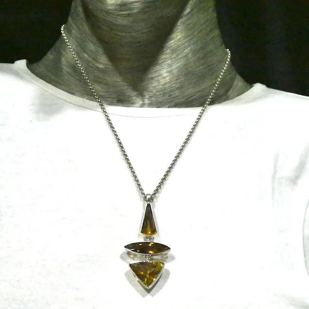 Citrine Pendant, AAA Grade Faceted Gemstones, 925 Sterling Silver, kt3