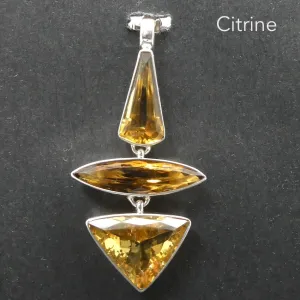 Citrine Pendant, AAA Grade Faceted Gemstones, 925 Sterling Silver, kt3