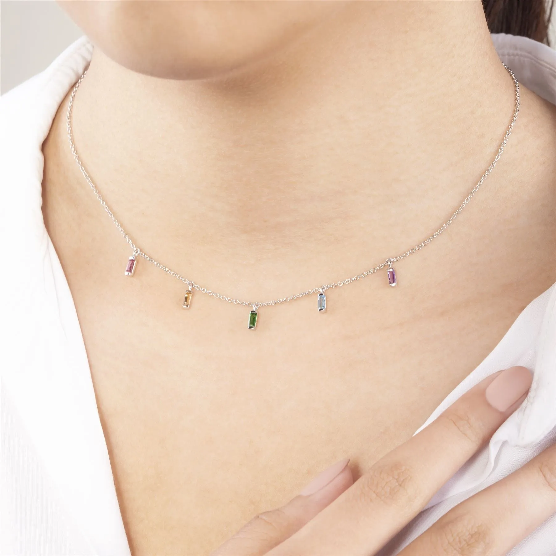Collier Choker Arc-en-Ciel Argent 925