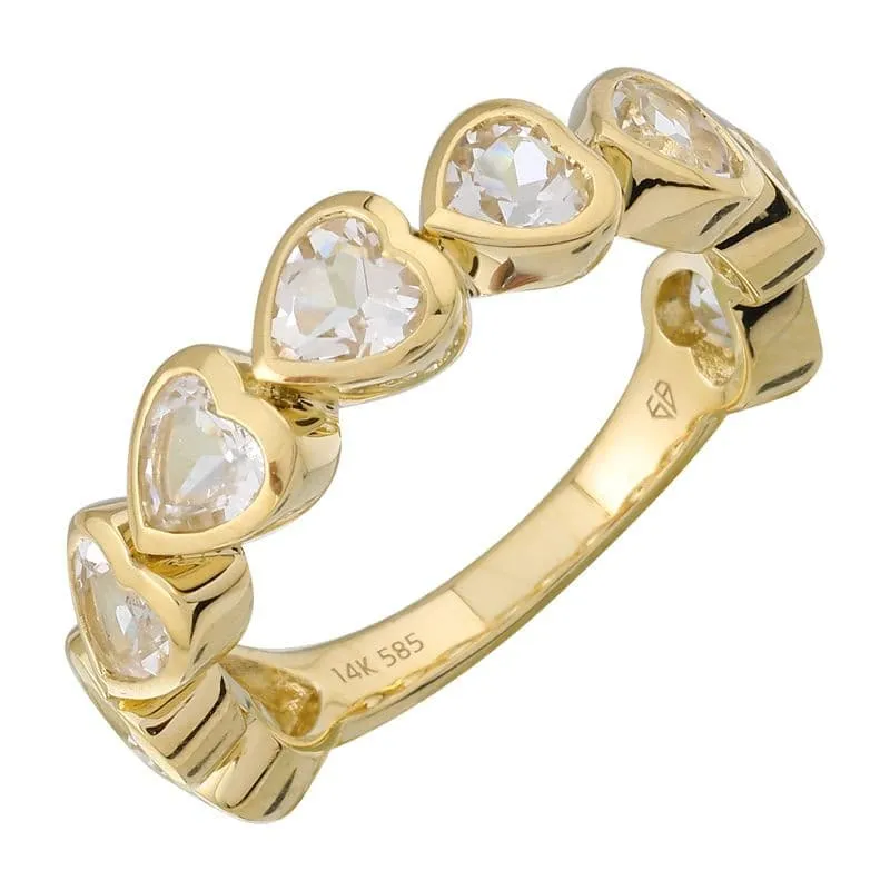 Color Gemstone Hearts Ring