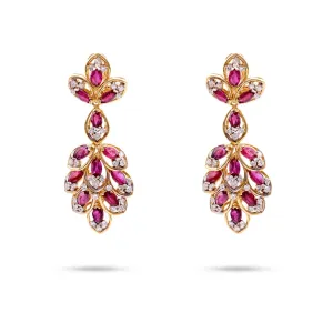 Contemporary 7.05 Carat Marquise Ruby Diamond 18K Yellow Gold Dangle Earrings