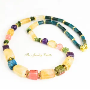 Cora citrine and multi gemstone choker necklace