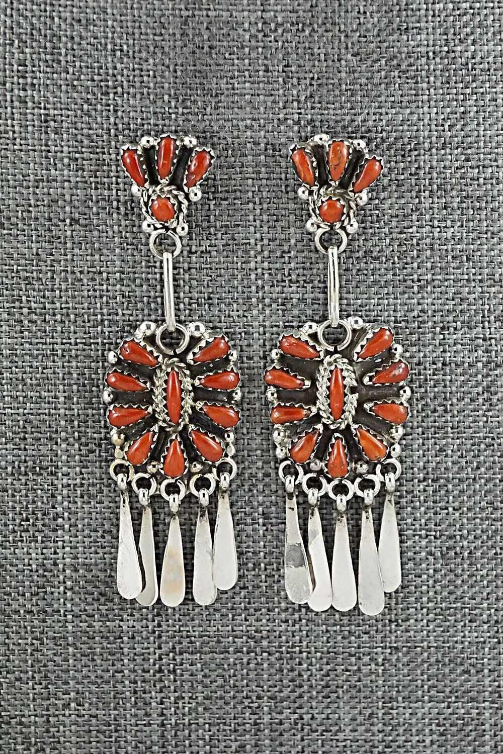 Coral & Sterling Silver Earrings - Alvarina Othole