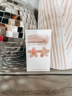 Coral Blossom Stud Earrings