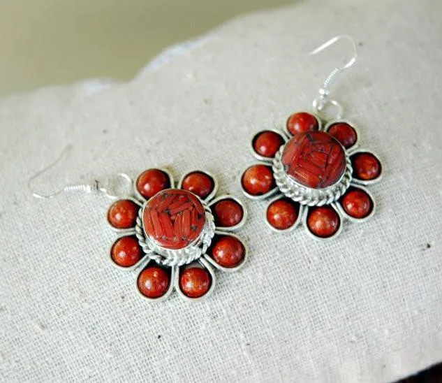 Coral Flower Earrings