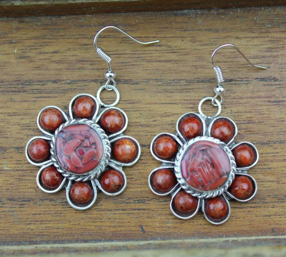 Coral Flower Earrings