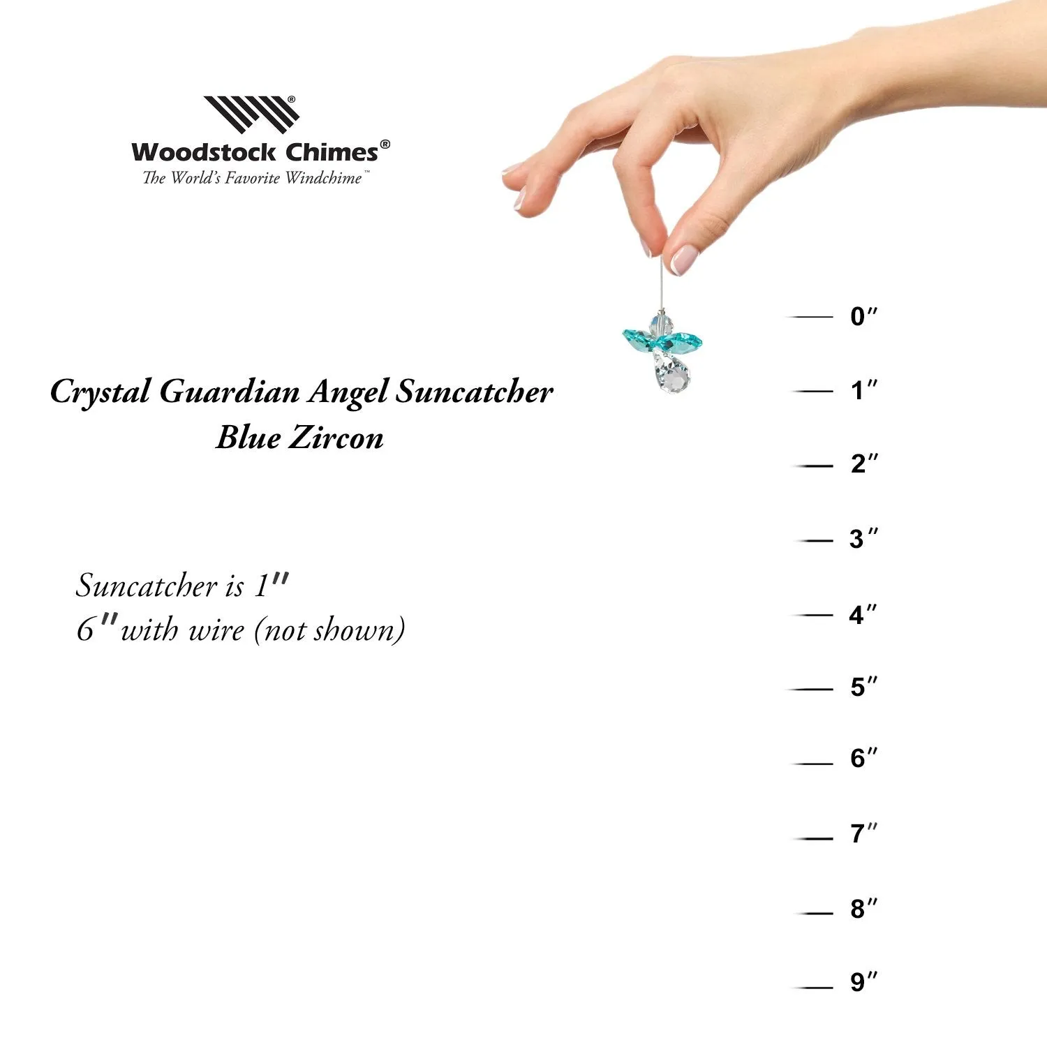 Crystal Guardian Angel Suncatcher - Blue Zircon (December)
