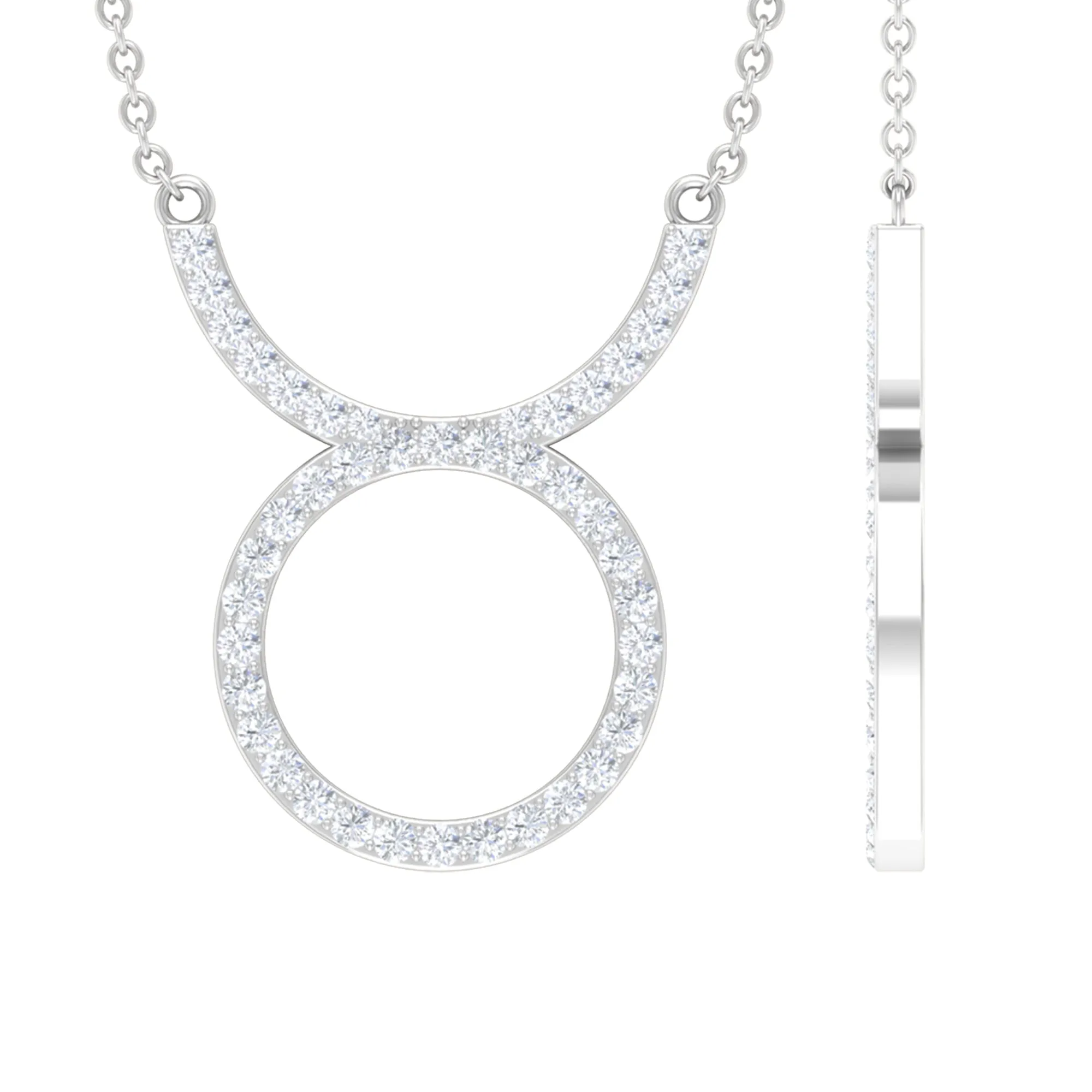 Cubic Zirconia Taurus Zodiac Necklace with Chain