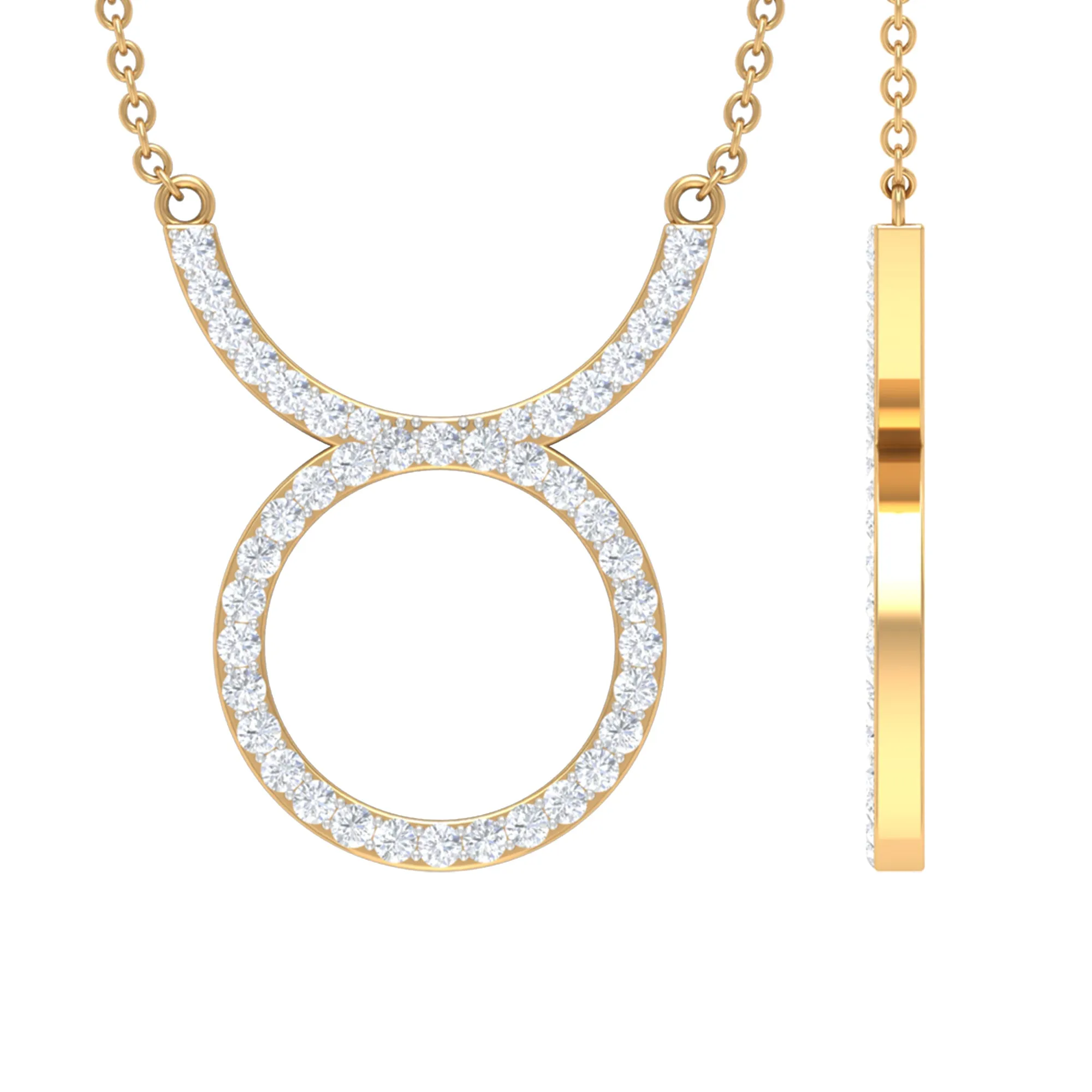 Cubic Zirconia Taurus Zodiac Necklace with Chain