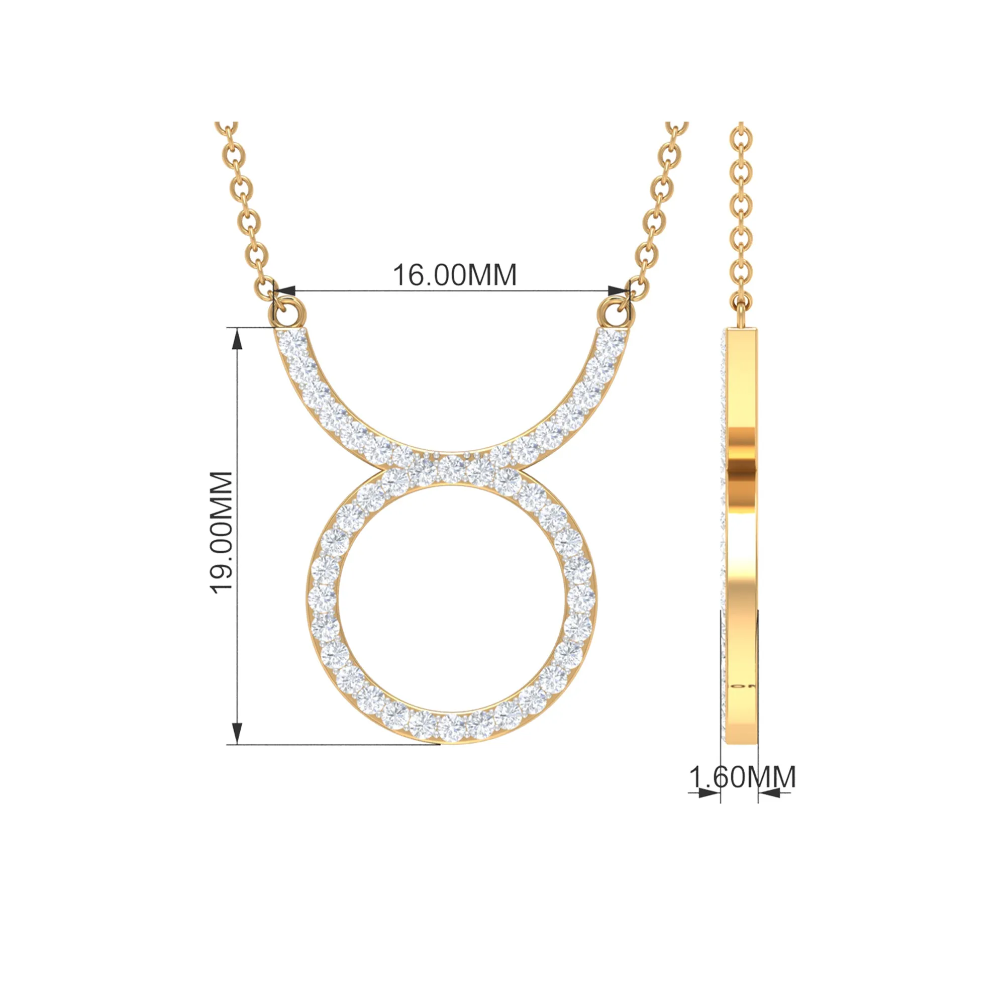 Cubic Zirconia Taurus Zodiac Necklace with Chain