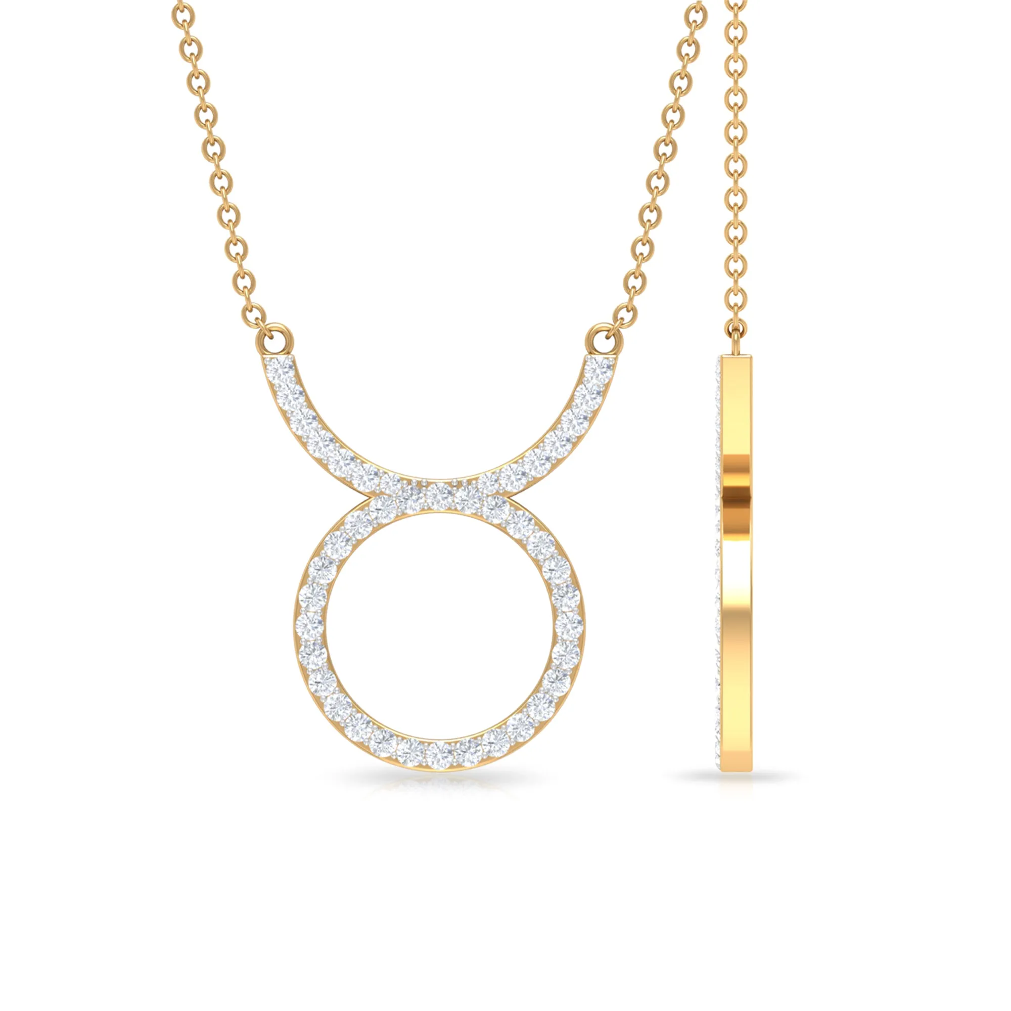 Cubic Zirconia Taurus Zodiac Necklace with Chain