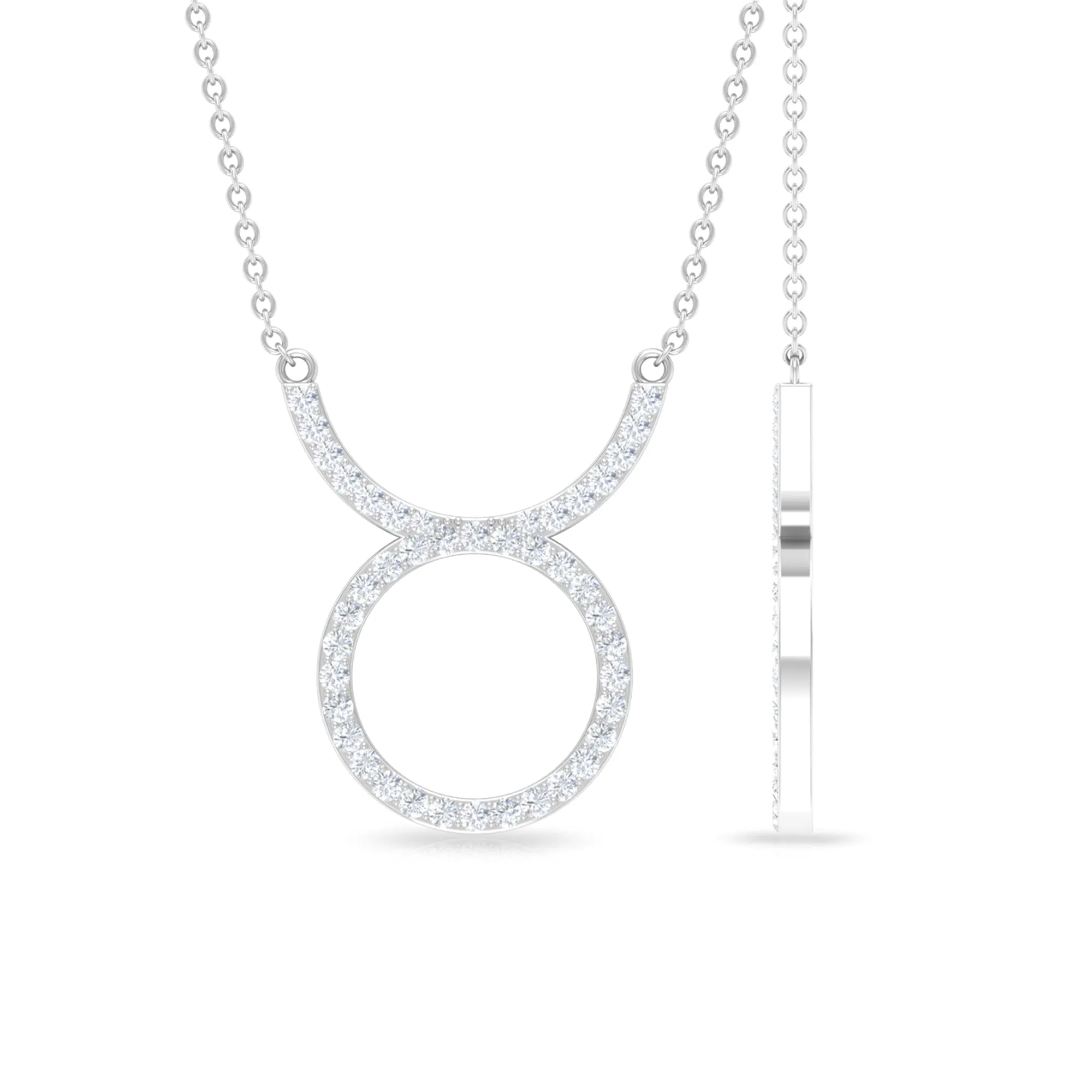 Cubic Zirconia Taurus Zodiac Necklace with Chain