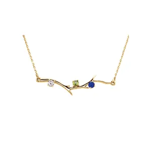 Custom 14k Gold 3-Stone Family Branch Necklace