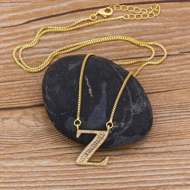 Customized Zircon Filled A-Z Initial Letter Necklace
