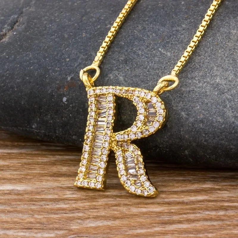 Customized Zircon Filled A-Z Initial Letter Necklace