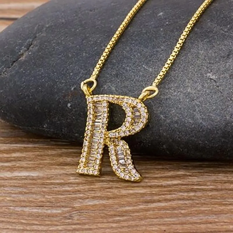 Customized Zircon Filled A-Z Initial Letter Necklace