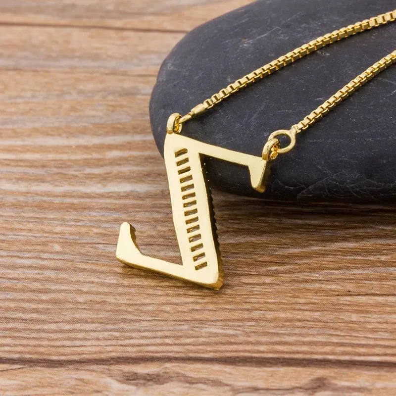 Customized Zircon Filled A-Z Initial Letter Necklace
