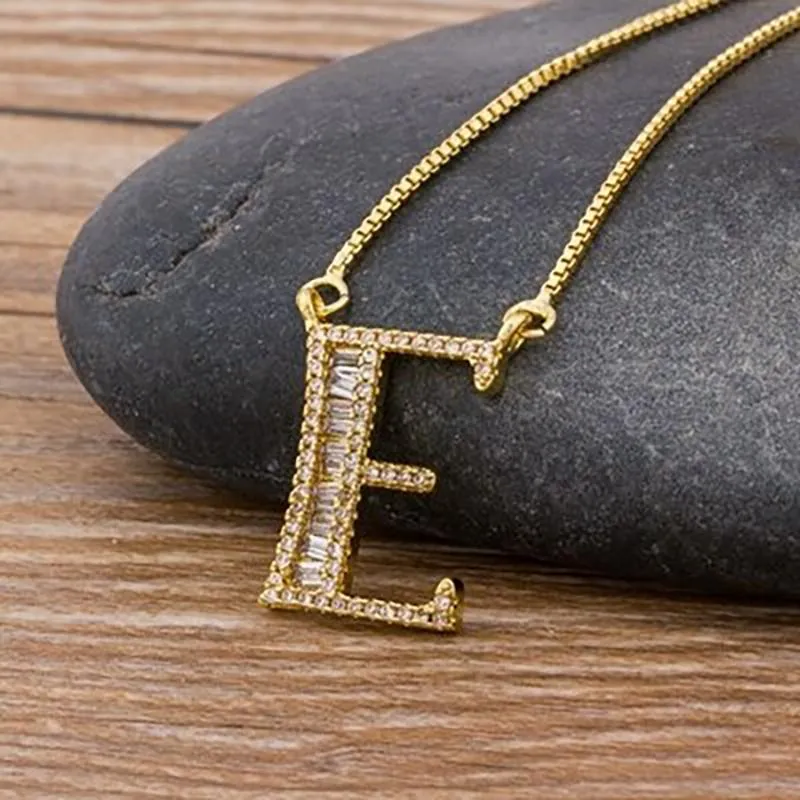 Customized Zircon Filled A-Z Initial Letter Necklace