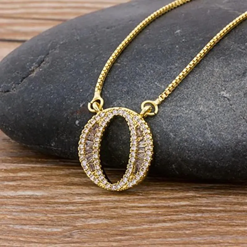 Customized Zircon Filled A-Z Initial Letter Necklace