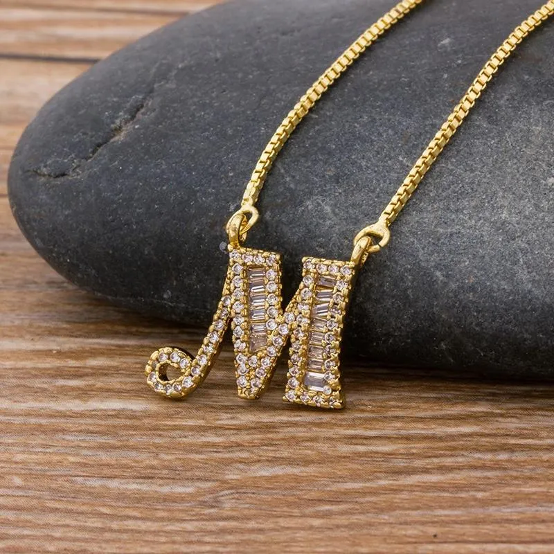 Customized Zircon Filled A-Z Initial Letter Necklace