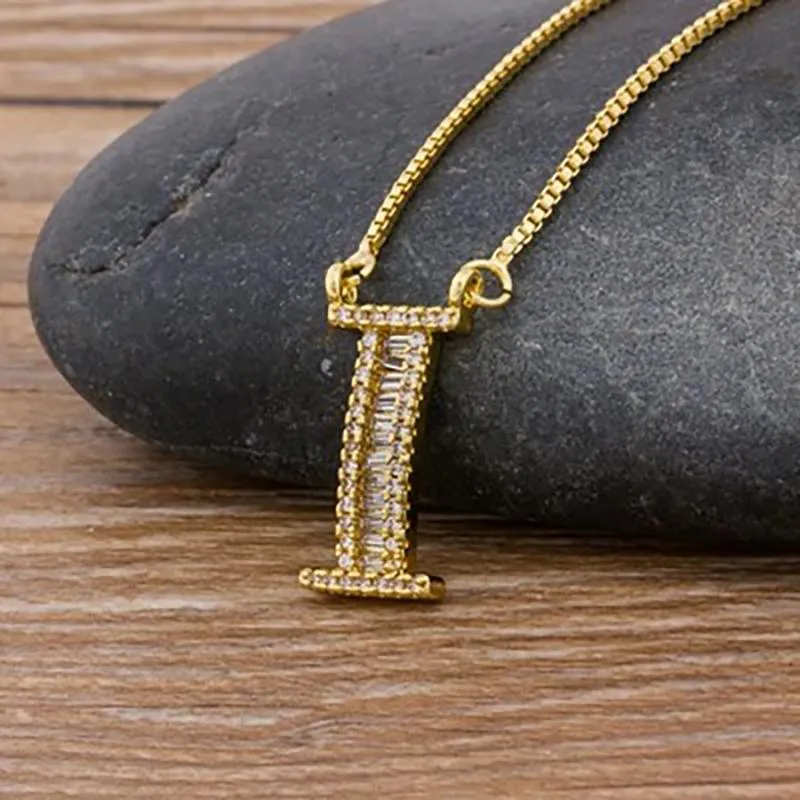 Customized Zircon Filled A-Z Initial Letter Necklace