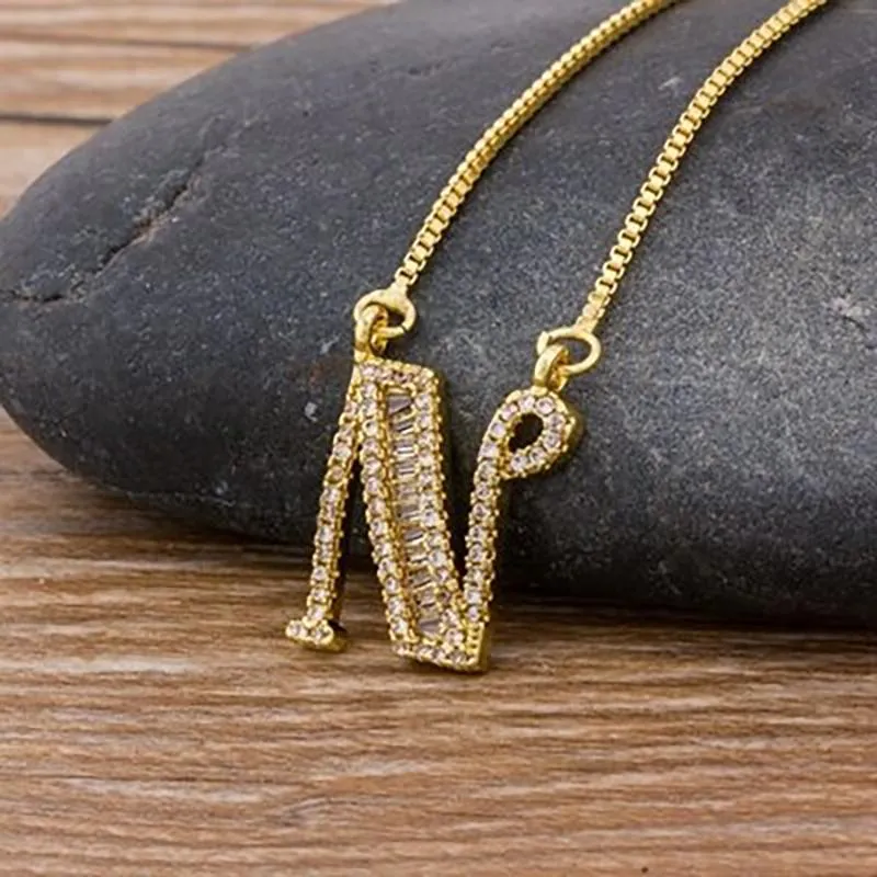 Customized Zircon Filled A-Z Initial Letter Necklace