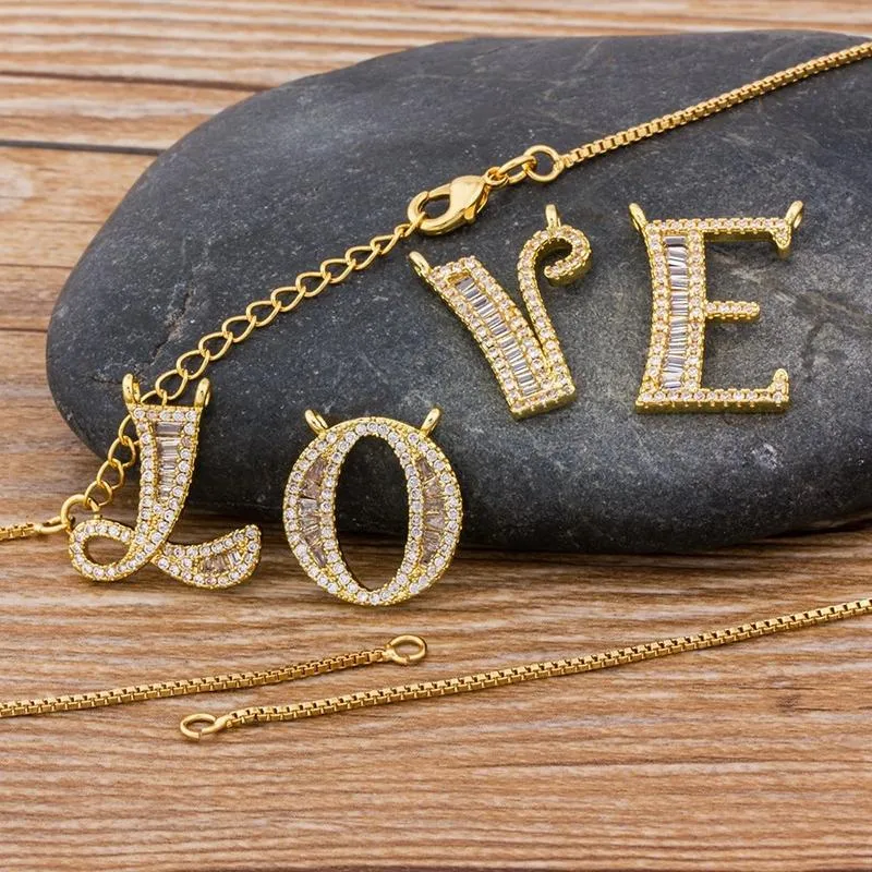 Customized Zircon Filled A-Z Initial Letter Necklace
