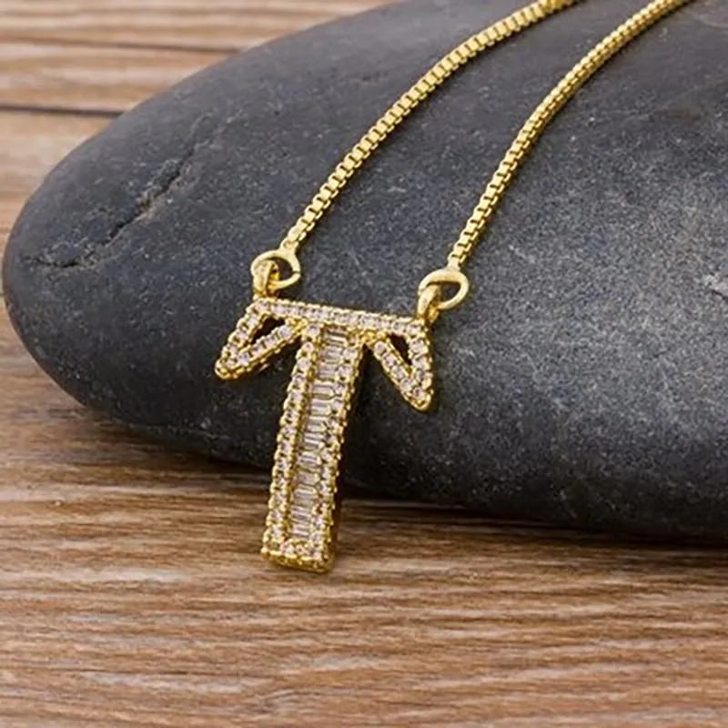 Customized Zircon Filled A-Z Initial Letter Necklace