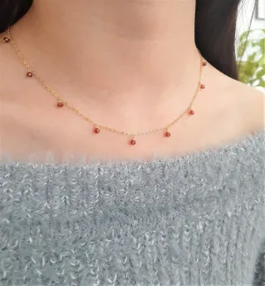 Dainty Garnet Choker Necklace