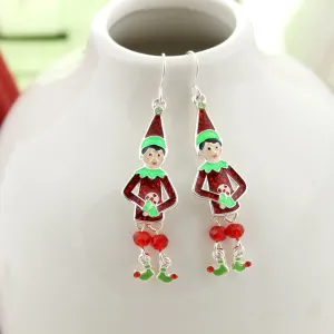 Dangle Leg Christmas Elf Earrings