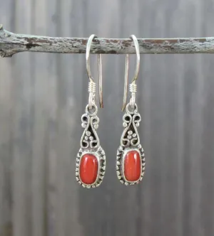 Delicate Tibetan Coral Earrings