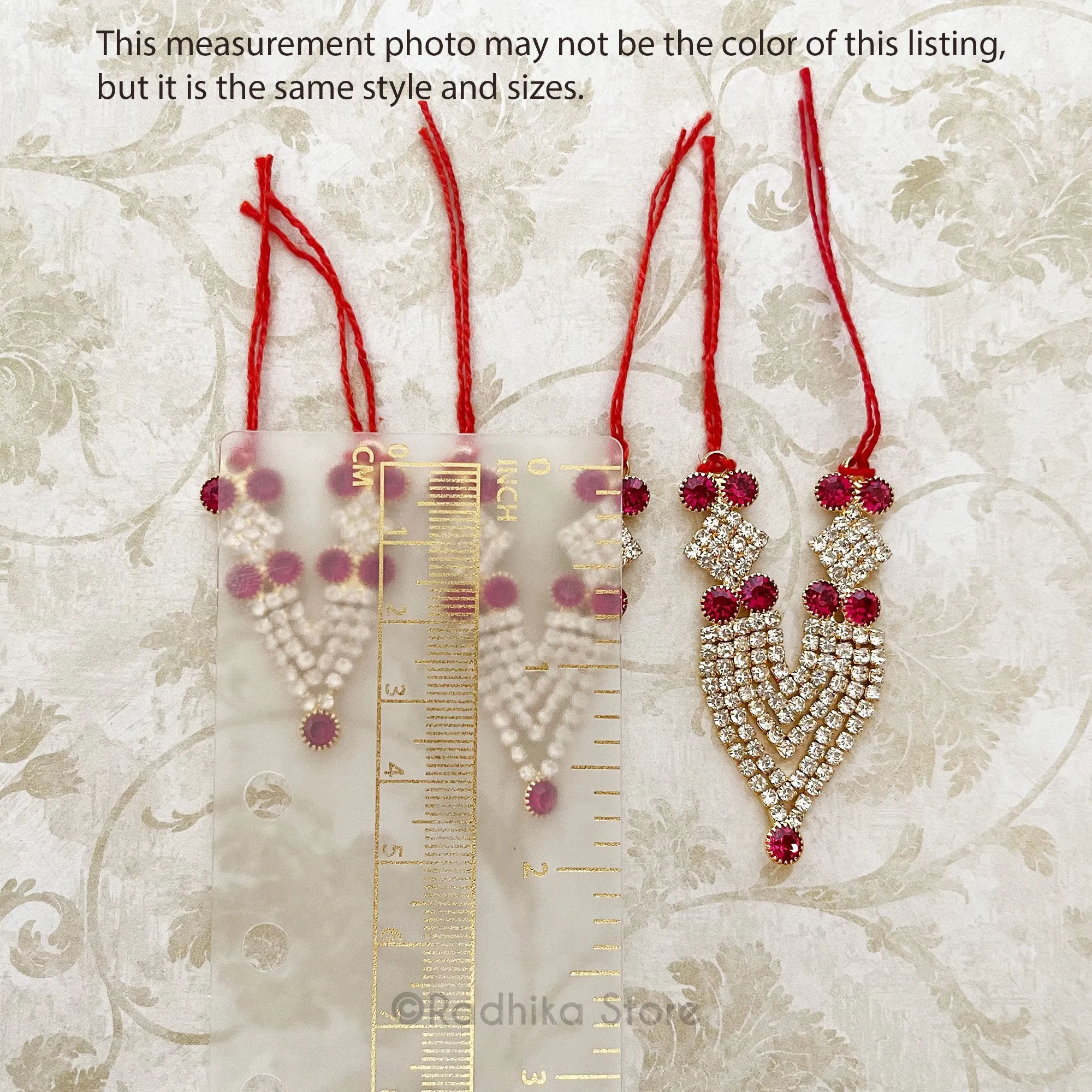 Diamonds Are For Krishna - Ruby -  Multi Strand Rhinestone Deity Necklace