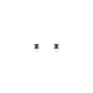 Dorothy, Square Sapphire Studs 14k Gold