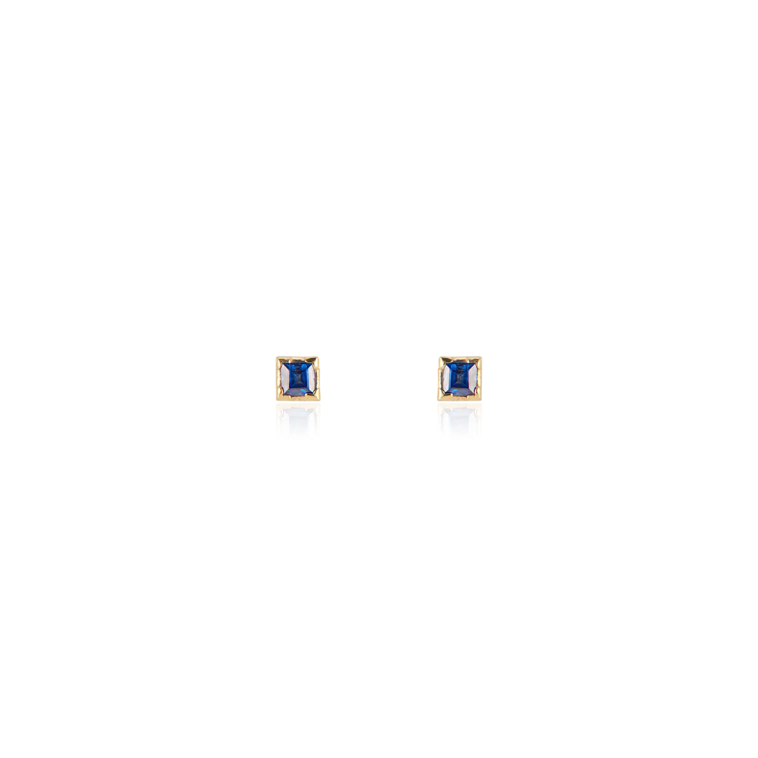 Dorothy, Square Sapphire Studs 14k Gold