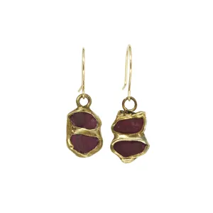 Double Sea Star Earrings (Ruby)