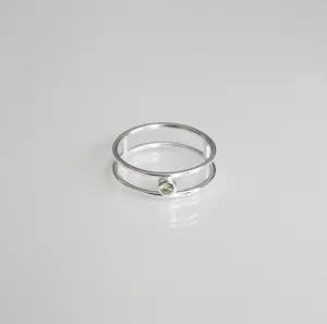 Double Wire Peridot Ring .925 sterling silver